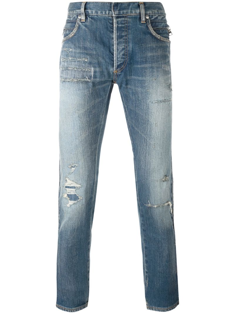 джинсы с потертой отделкой Balmain