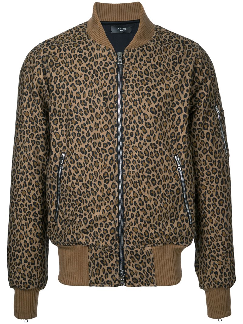 куртка-бомбер с леопардовым принтом Amiri
