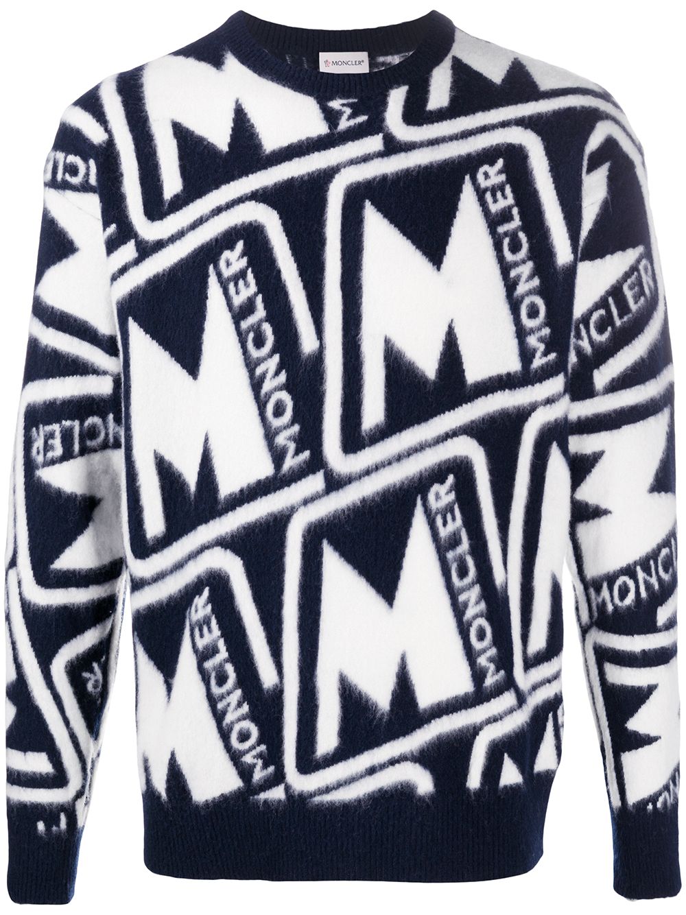 Moncler джемпер с жаккардовым логотипом и круглым вырезом от Moncler