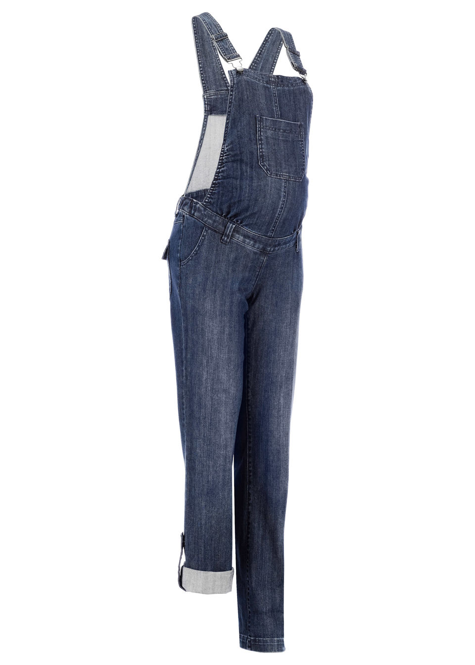Для будущих мам: джинсовый полукомбинезон с прямыми брючинами от bonprix